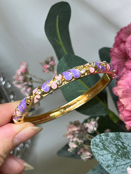 Enchanted Lavender & Blush Crystal Vine Bangle