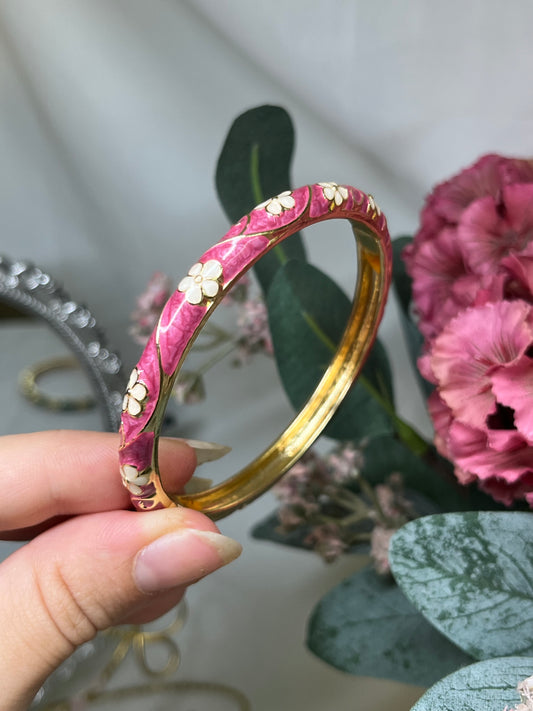 Enchanted Fuchsia Fairy Blossom Enamel Bangle