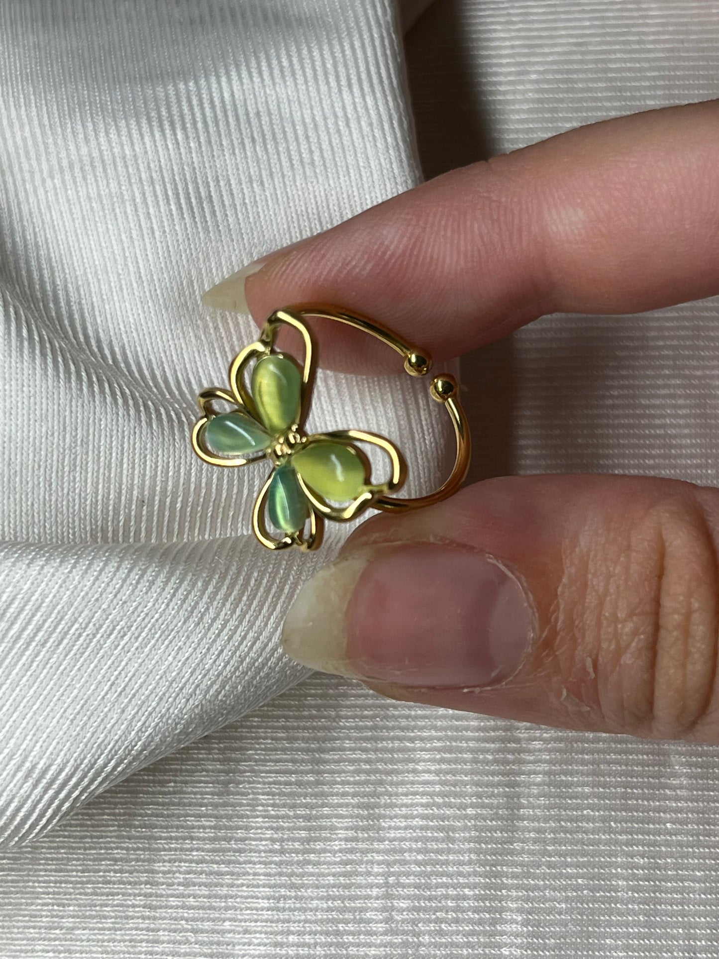 Verdant Clover Butterfly Ring