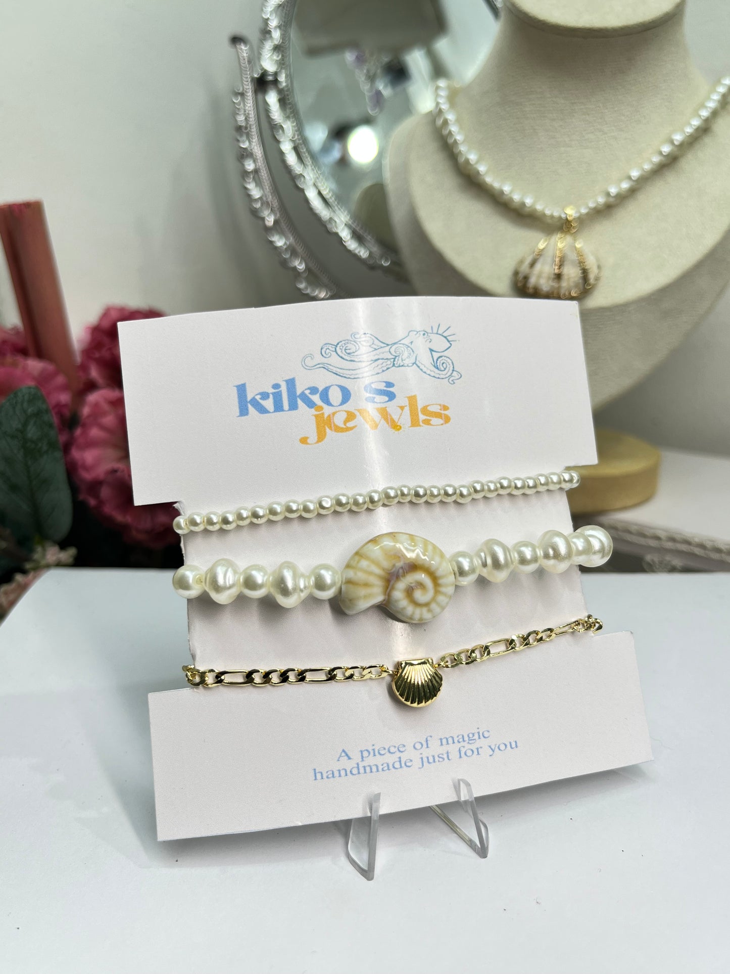 Coastal Pearl Elegance Bracelet Stack