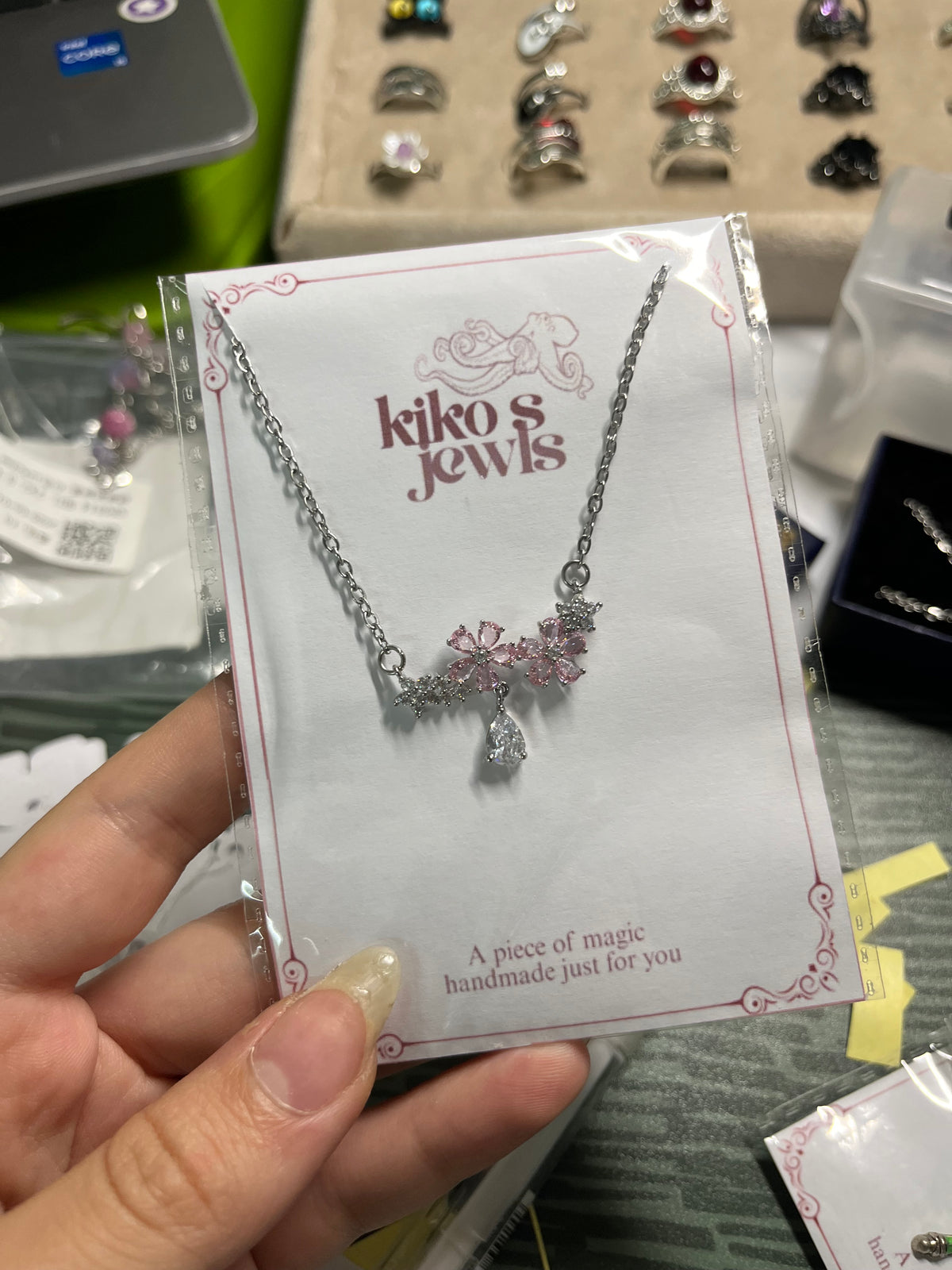 Pink flower necklace