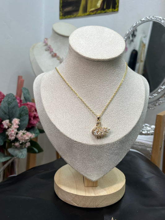 Golden Enchanted Swan Necklace