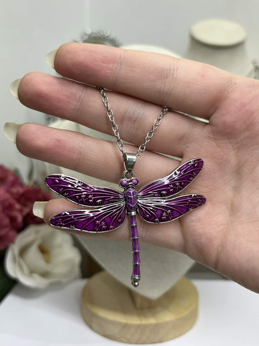 Enamel Dragonfly Pendant Necklace
