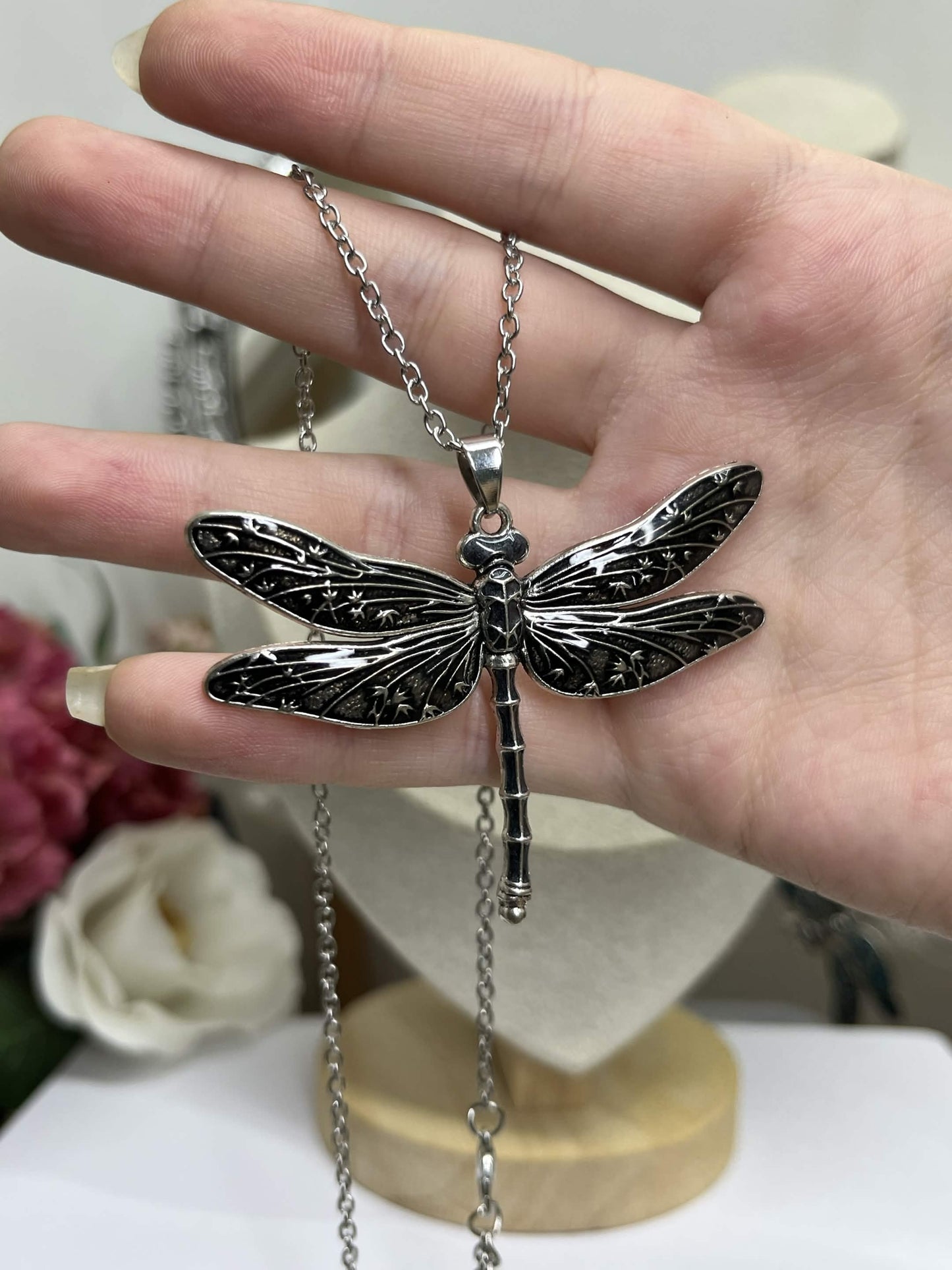 Enamel Dragonfly Pendant Necklace