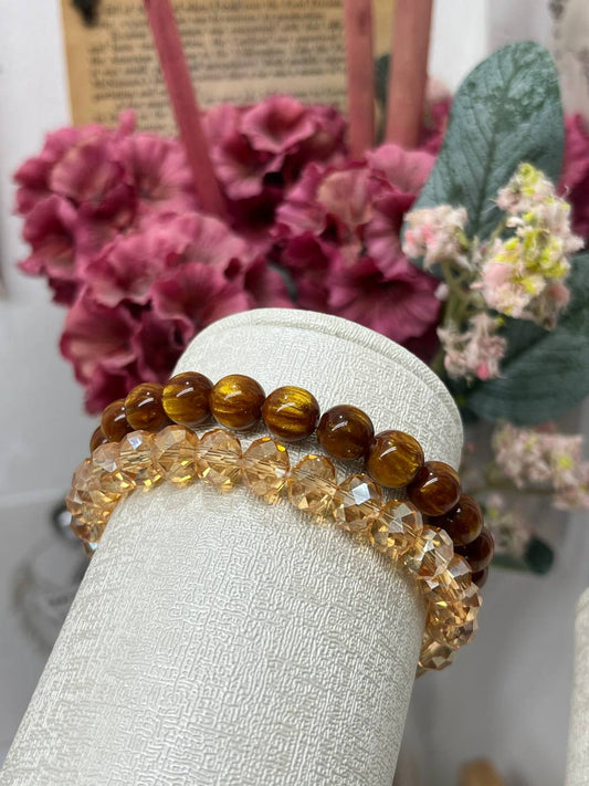 Brown Cat Eye Bracelet stack