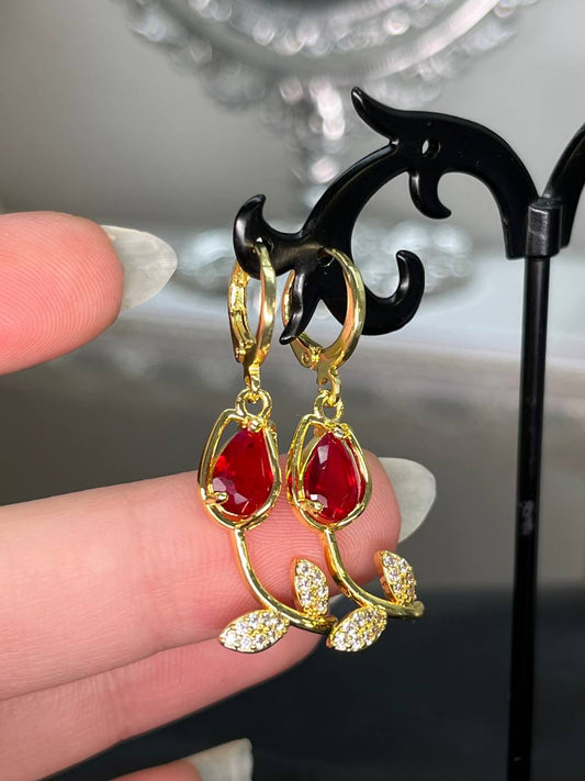 Crimson Petal Red Earrings
