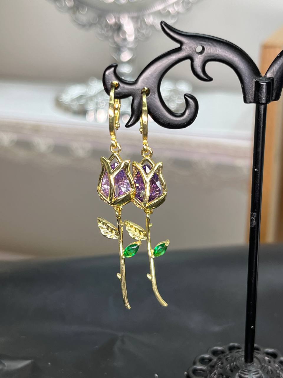 Gpurple Tulip Dangle Earrings