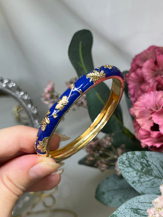Enchanted Midnight Cobalt & Gilded Flora Bangle
