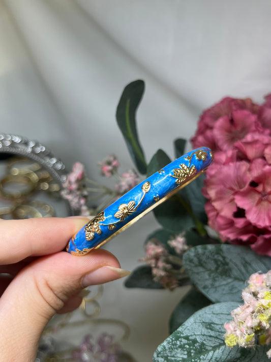 Enchanted Cerulean Sky & Gilded Flora Bangle