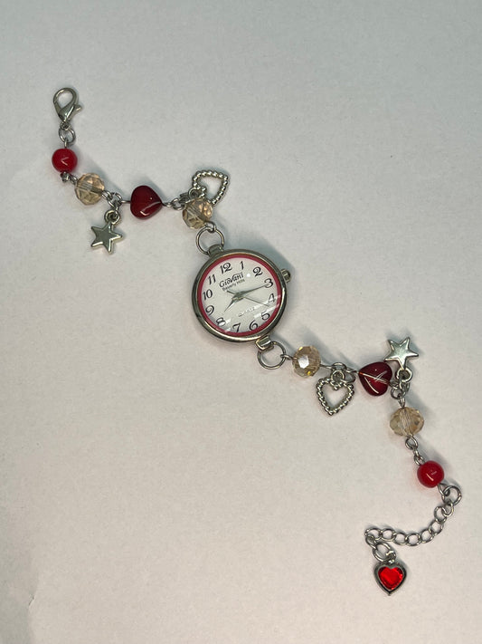Cherry Crush Beaded Timepiece