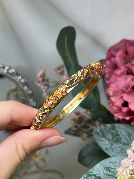 Enchanted Sunset Orange & Twilight Plum Crystal Vine Bangle
