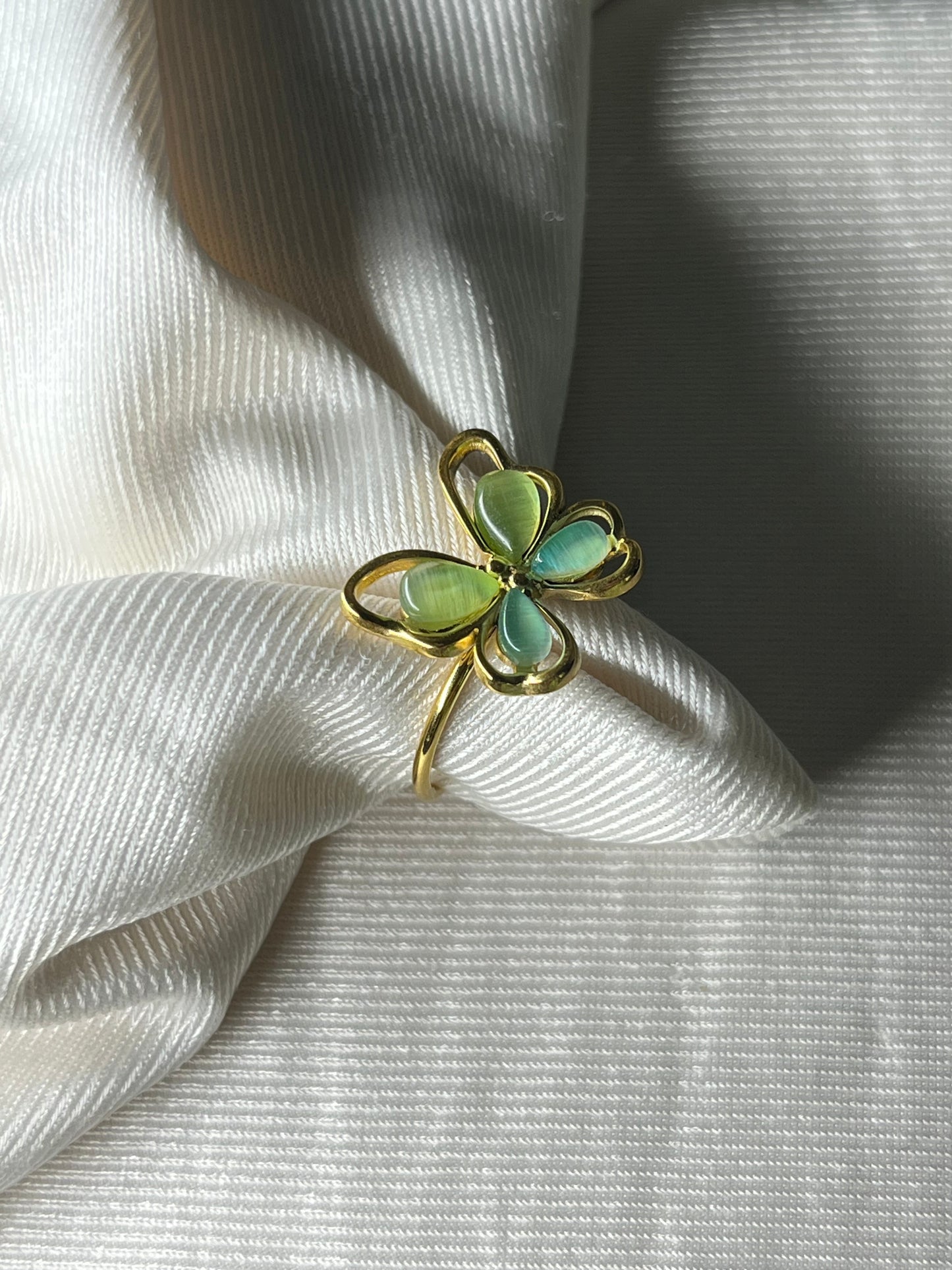 Verdant Clover Butterfly Ring