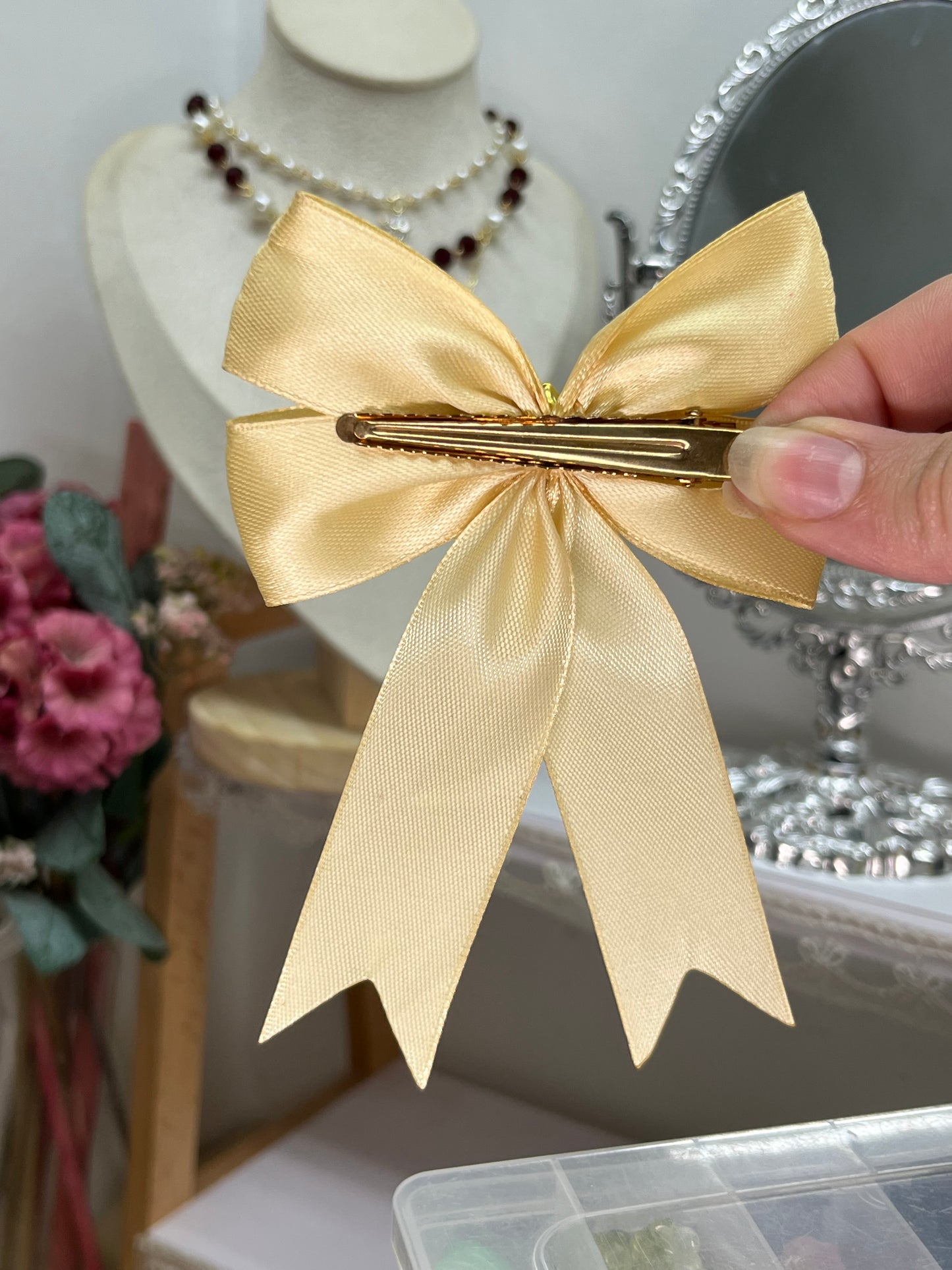 Golden Ribbon Bow Clip