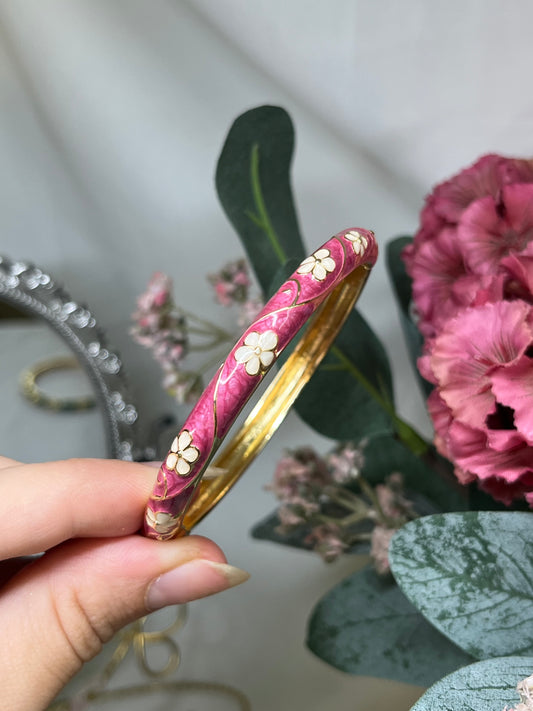 Enchanted Fuchsia Fairy Blossom Enamel Bangle