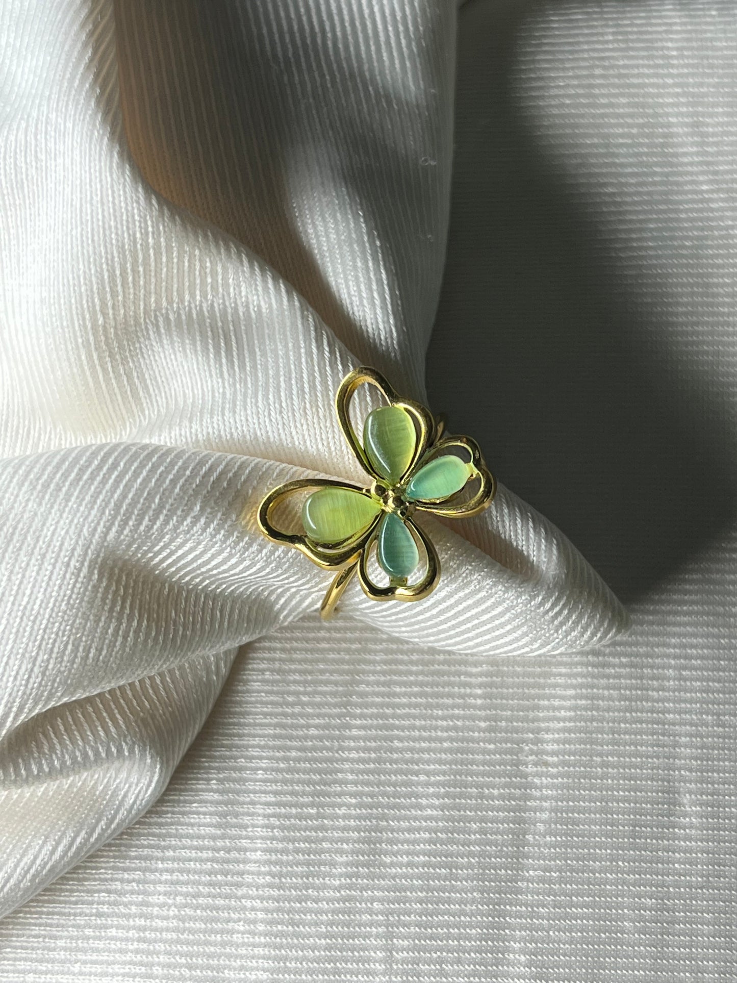 Verdant Clover Butterfly Ring