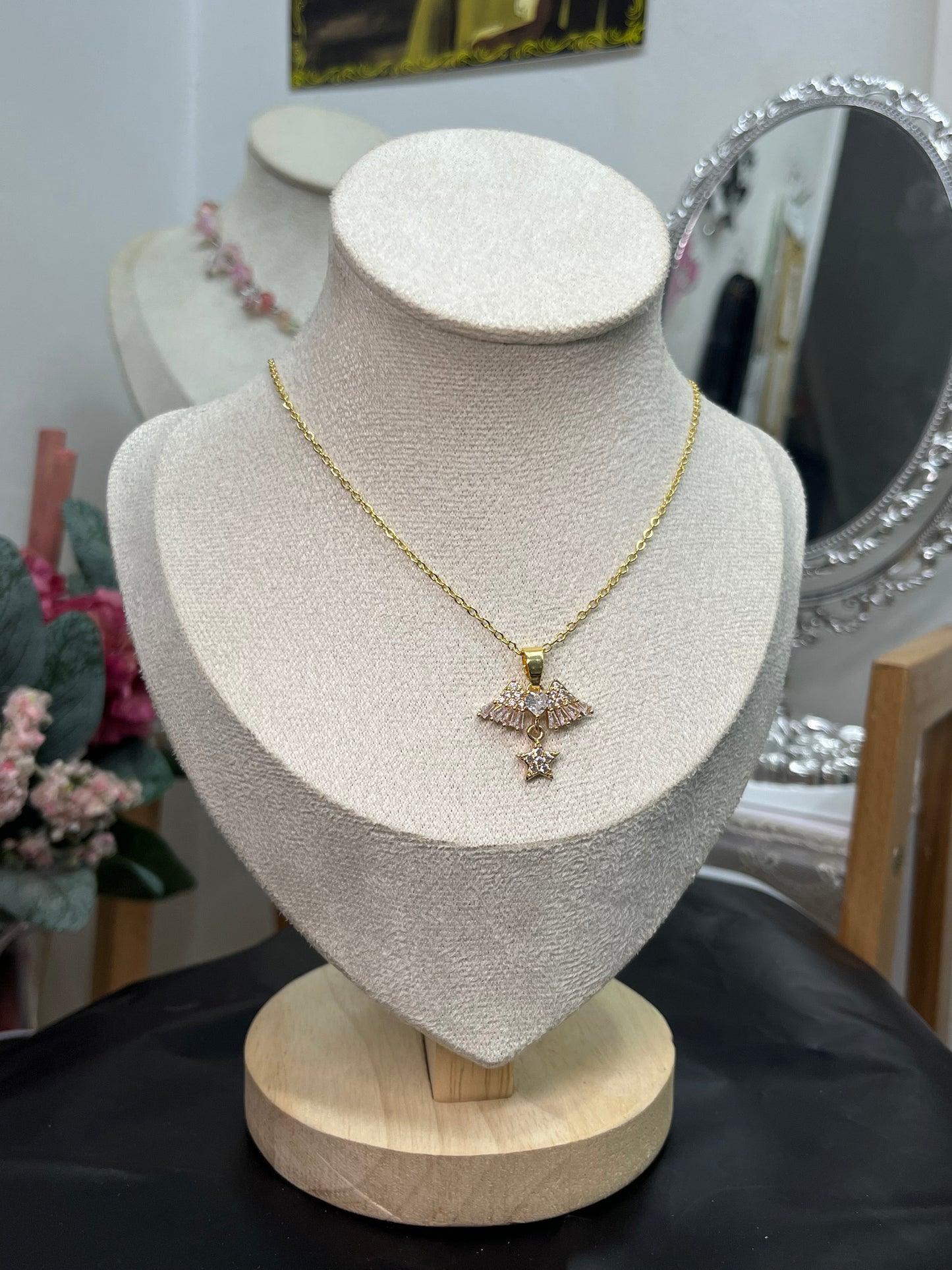 Celestial Rose Angel Necklace