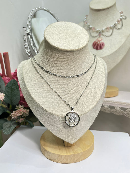 Celestial Sunburst Layered Necklace