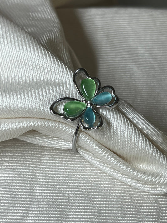 Verdant Clover Butterfly Ring