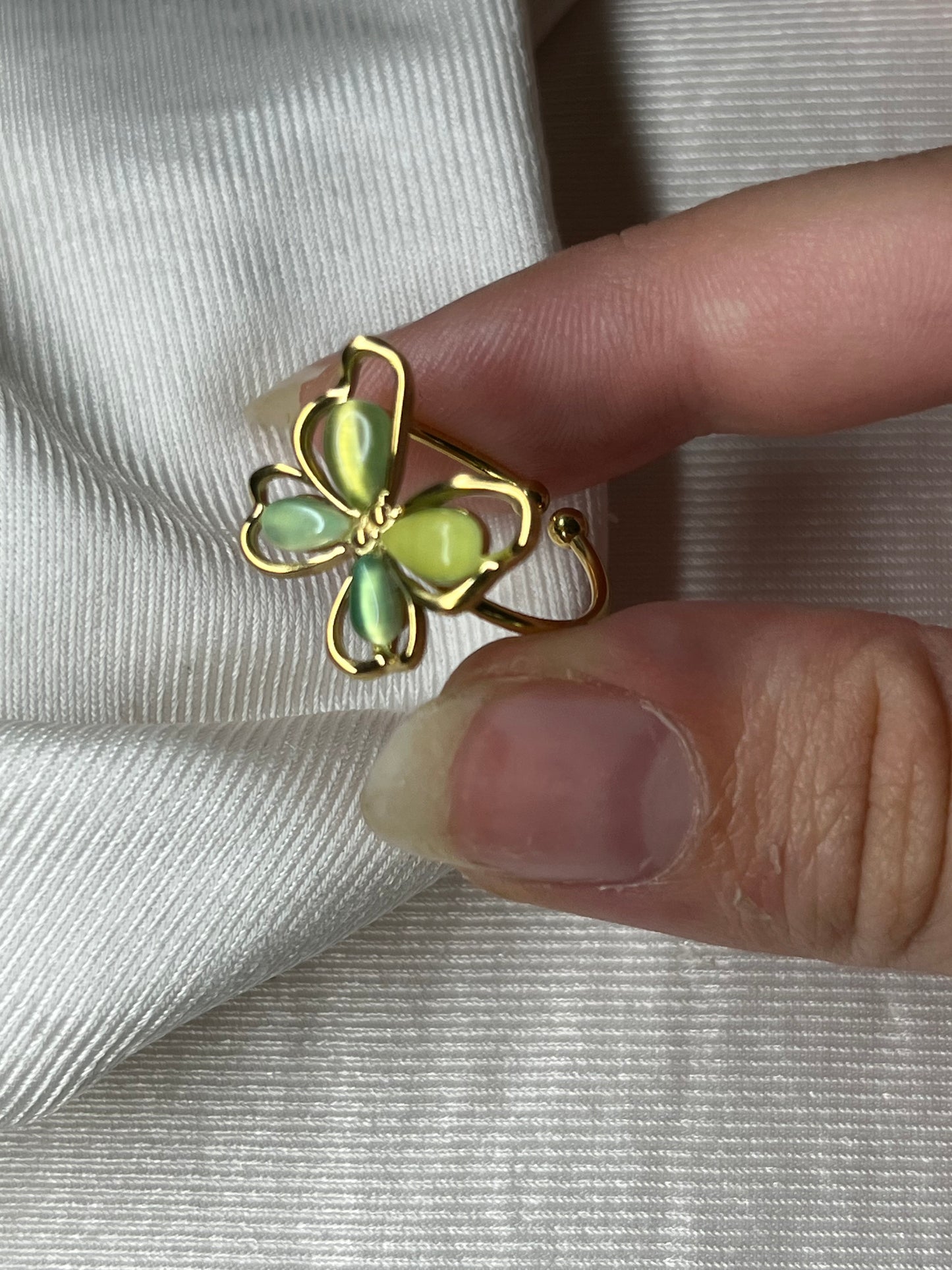 Verdant Clover Butterfly Ring
