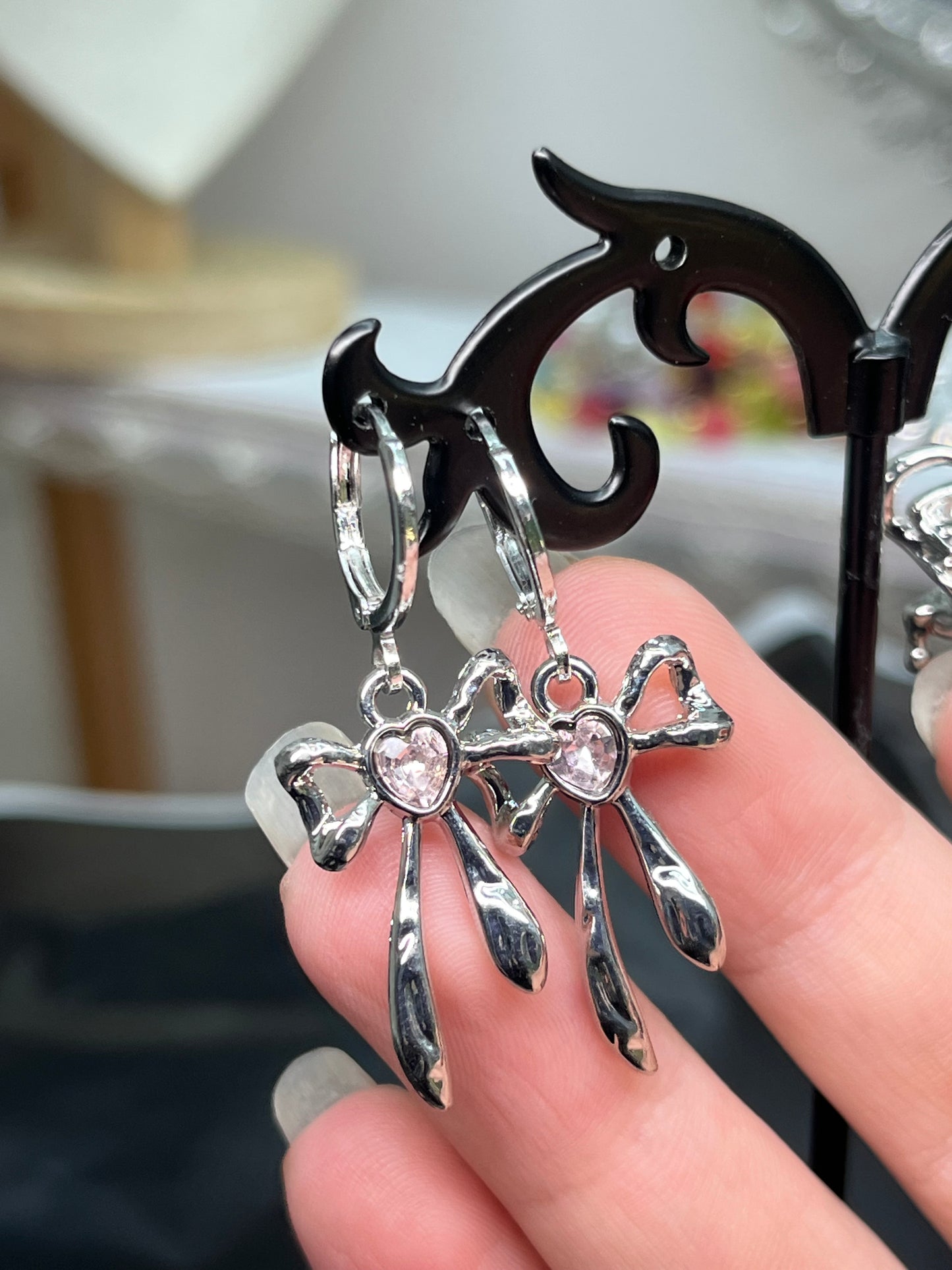 Eternal Ribbon Bow Hoops