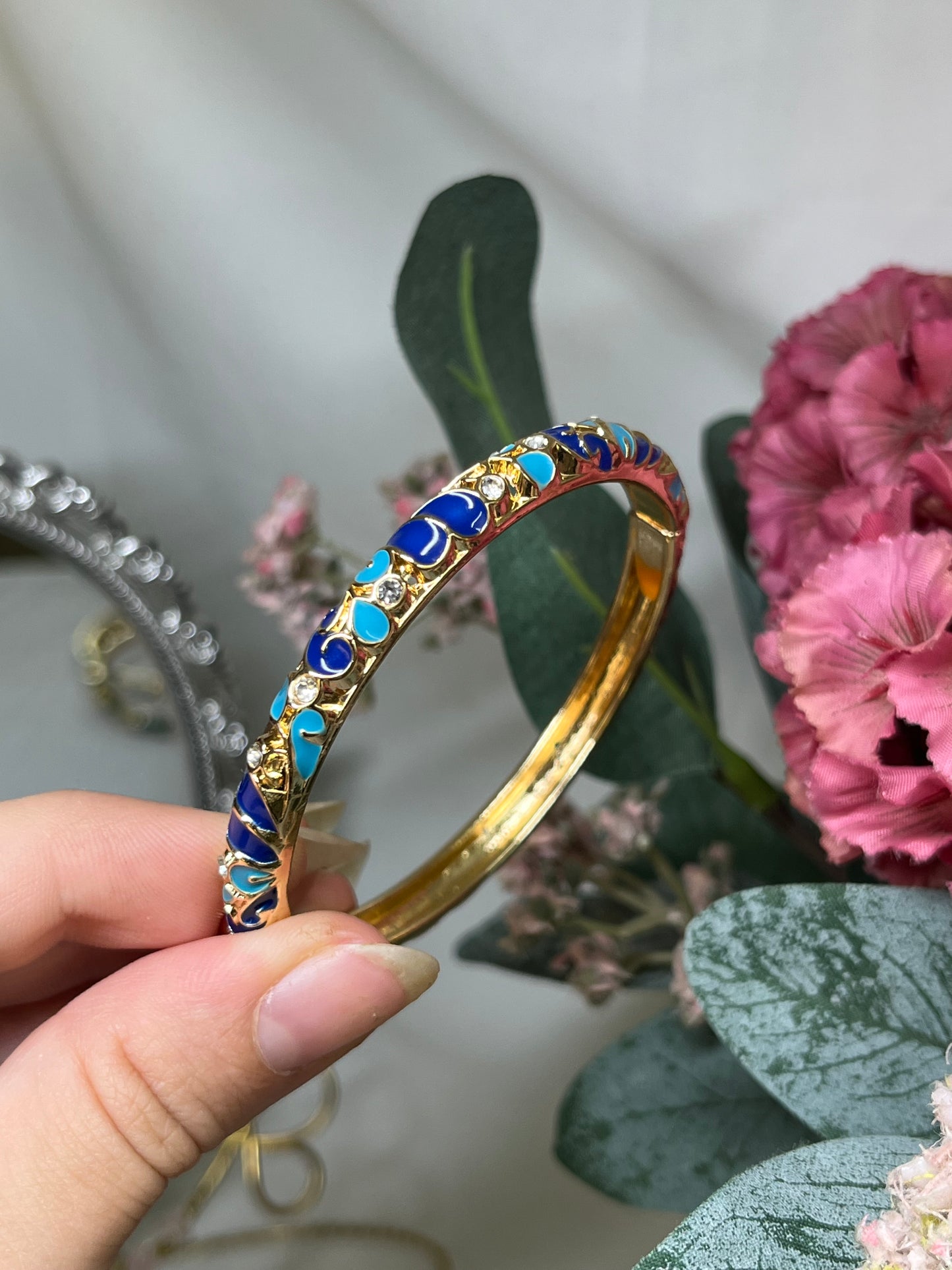 Enchanted Sapphire &amp; Turquoise Crystal Vine Bangle