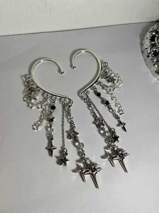 Silver spark ear cuff