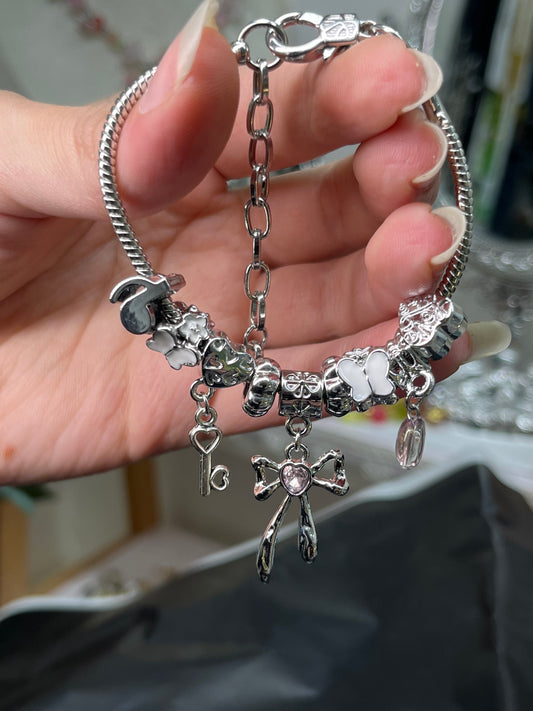 Pink bow pandora bracelet
