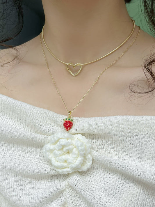 Glowing Strawberry Charm Necklace