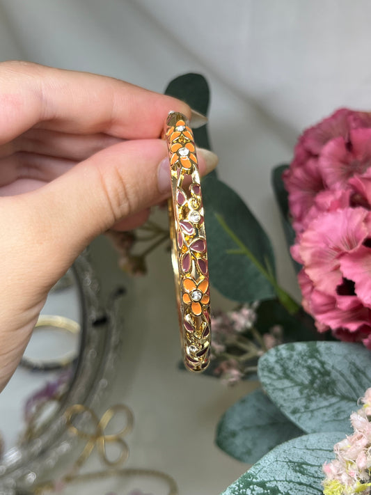 Enchanted Sunset Orange & Twilight Plum Crystal Vine Bangle