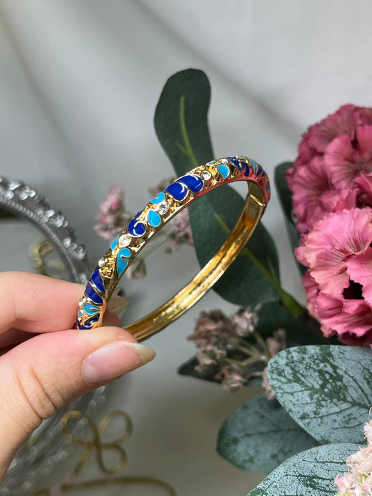 Enchanted Sapphire &amp; Turquoise Crystal Vine Bangle