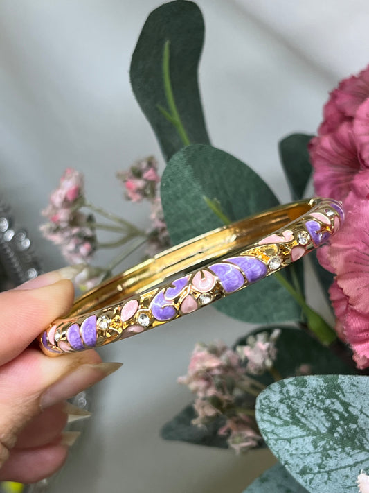 Enchanted Lavender & Blush Crystal Vine Bangle