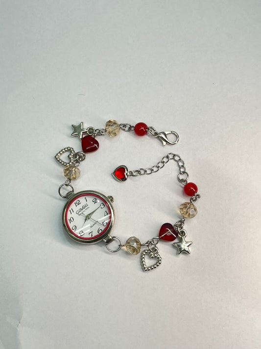 Cherry Crush Beaded Timepiece
