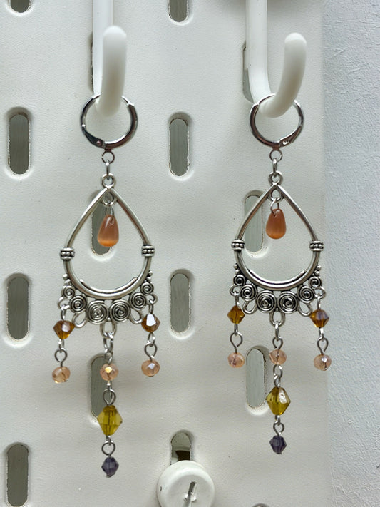 Amber tear earrings