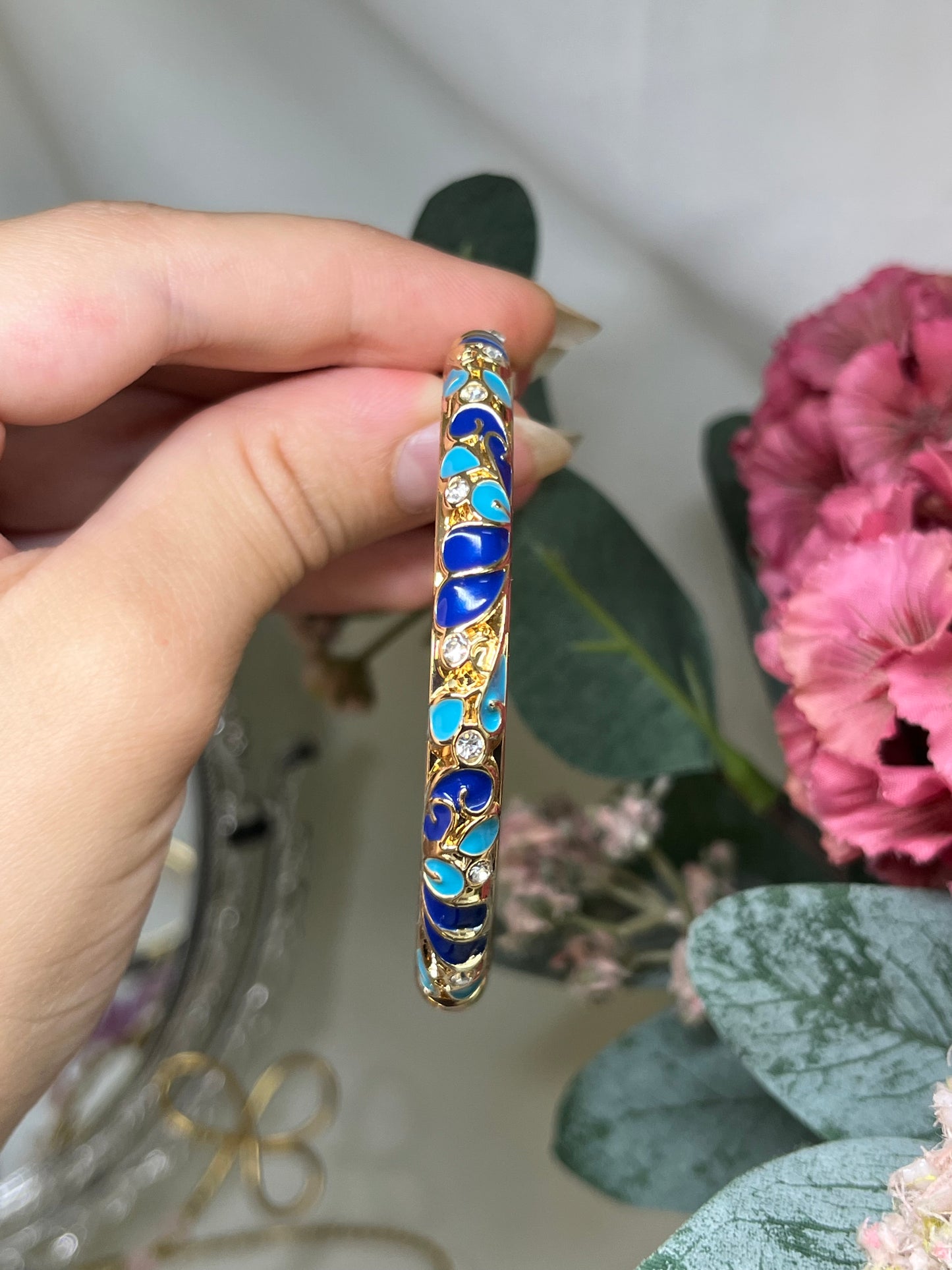 Enchanted Sapphire &amp; Turquoise Crystal Vine Bangle