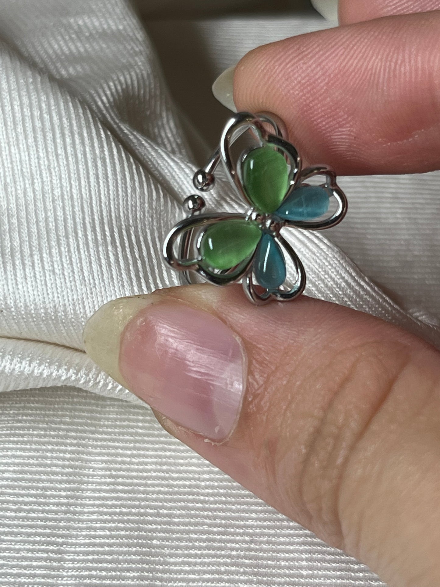 Verdant Clover Butterfly Ring