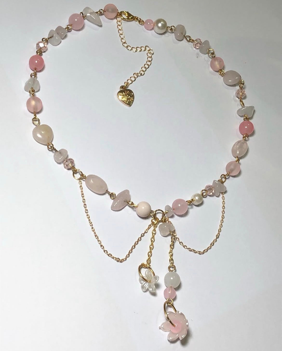 Crystal pink fairy necklace