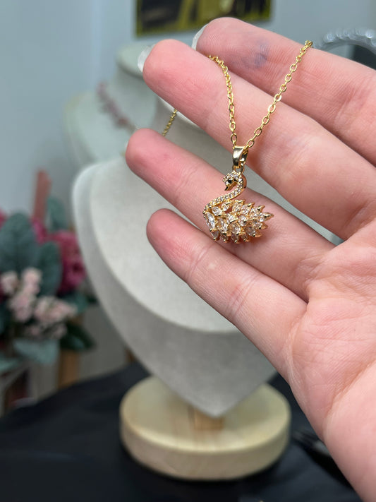 Golden Enchanted Swan Necklace