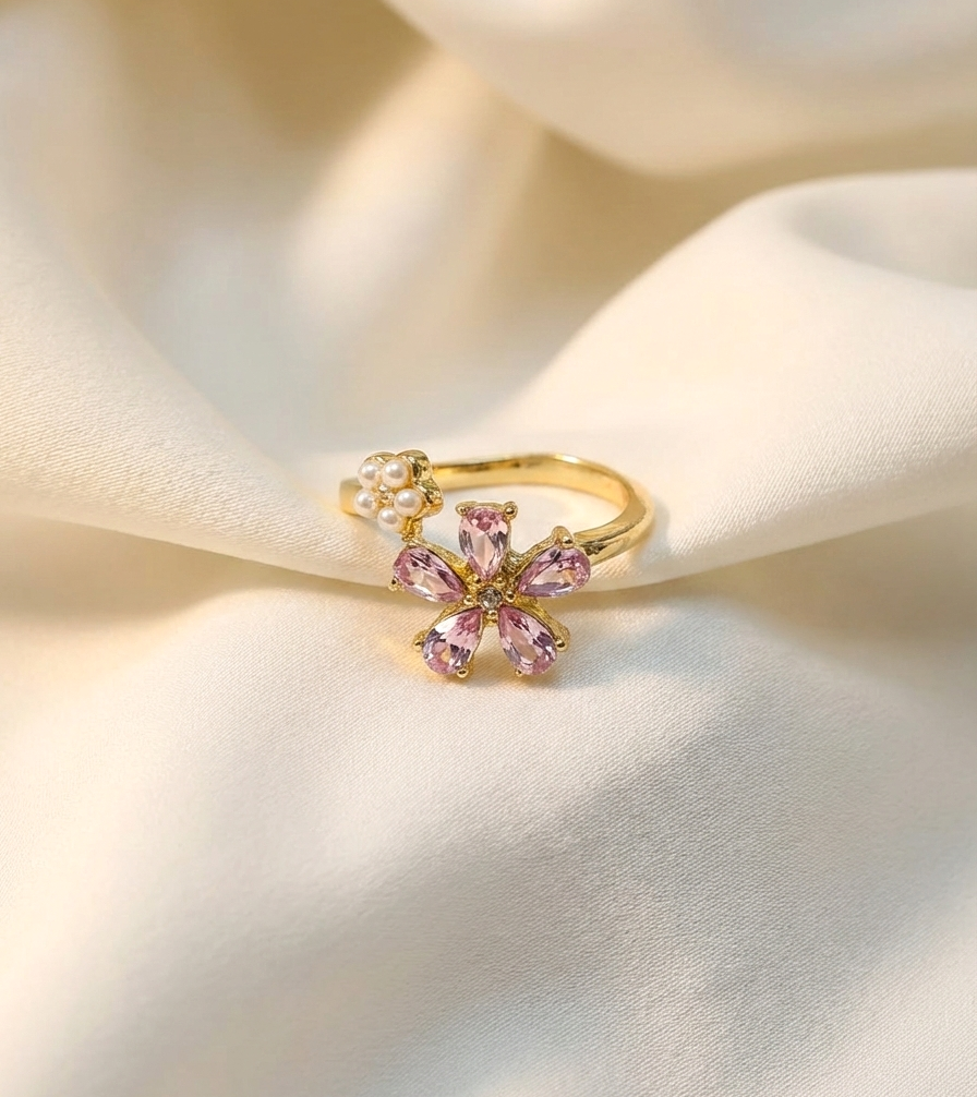 The Rosy Pearl Bloom Ring
