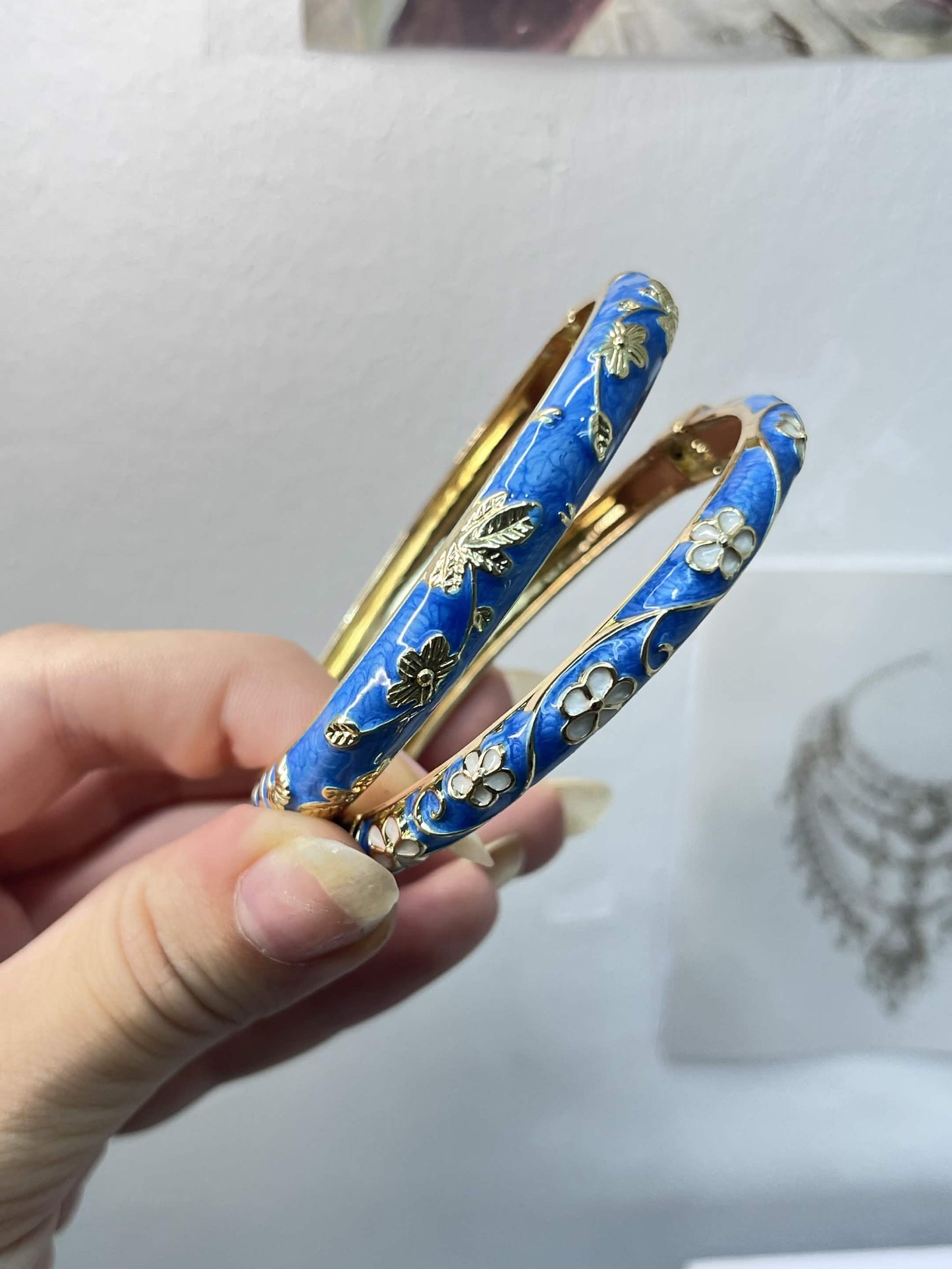 The Azure Enamel Bangles Duo