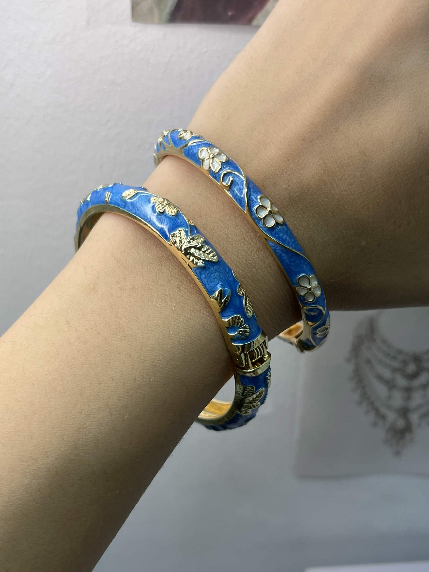 The Azure Enamel Bangles Duo