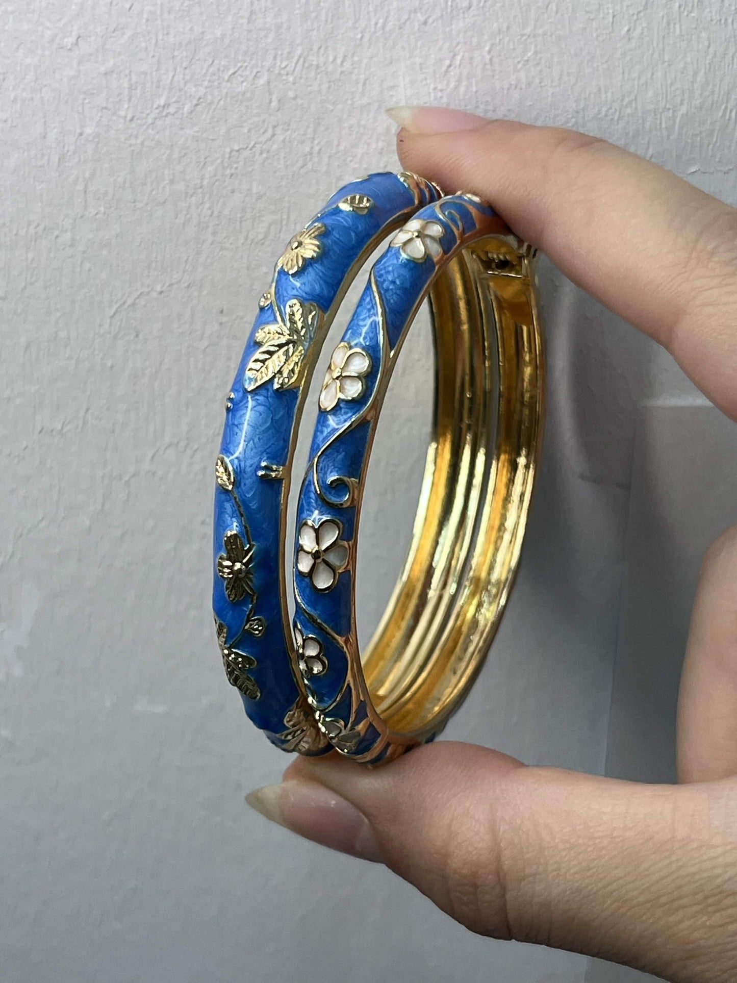 The Azure Enamel Bangles Duo