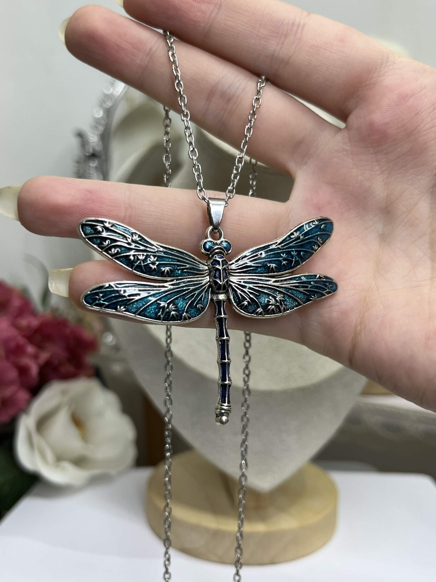 Enamel Dragonfly Pendant Necklace