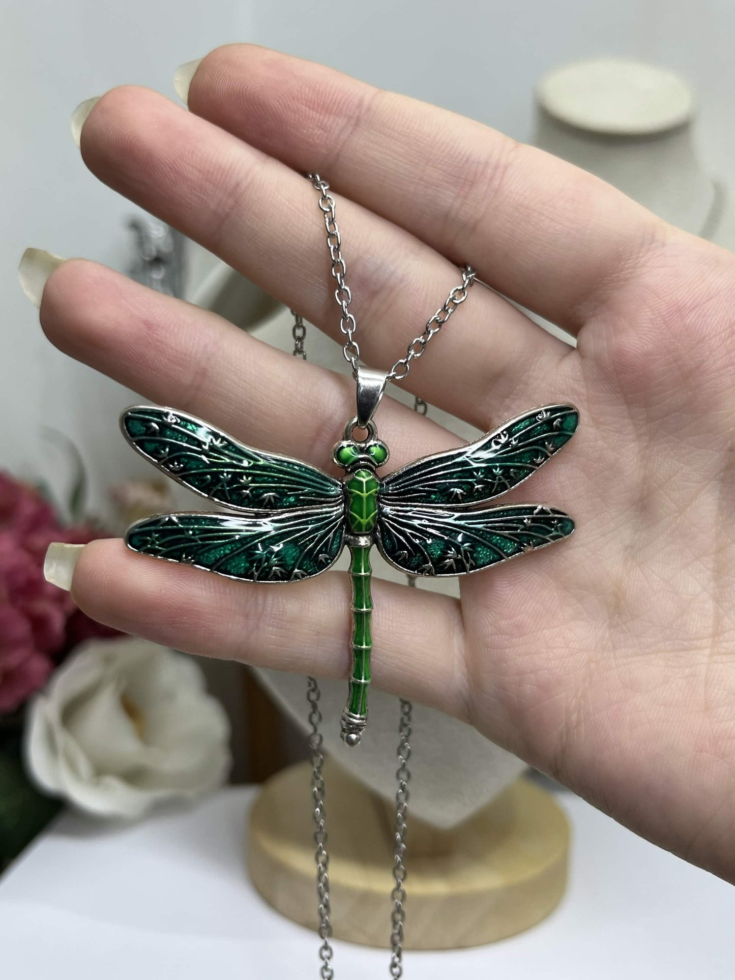 Enamel Dragonfly Pendant Necklace
