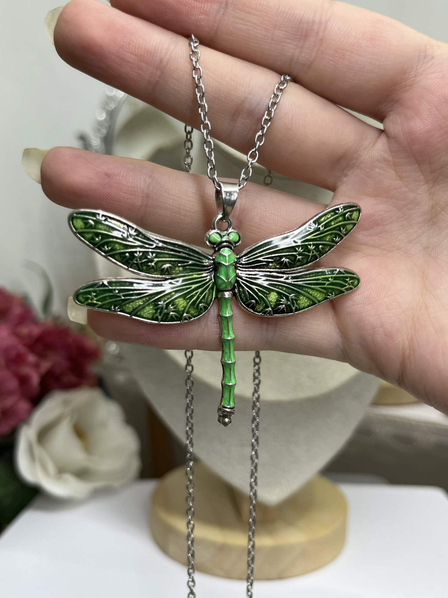 Enamel Dragonfly Pendant Necklace