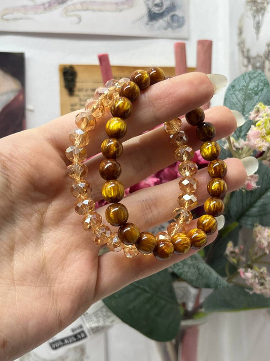 Brown Cat Eye Bracelet stack