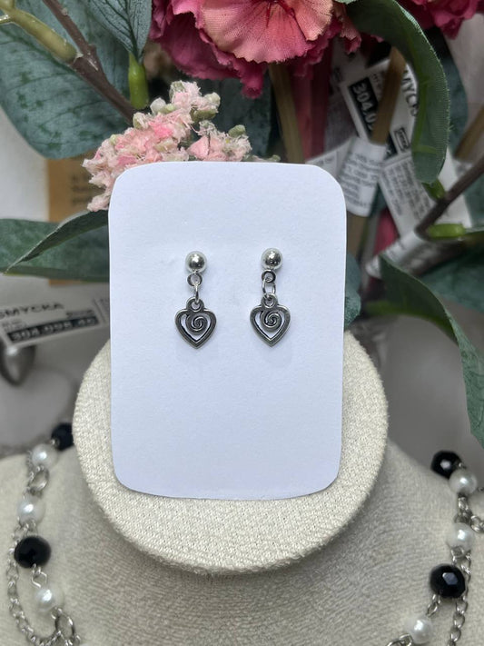 swirl heart stud earrings