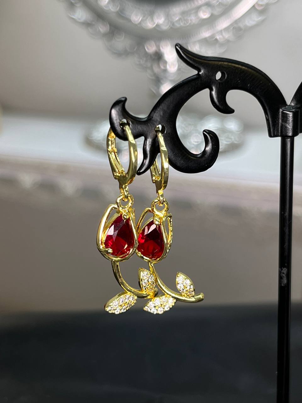 Crimson Petal Red Earrings