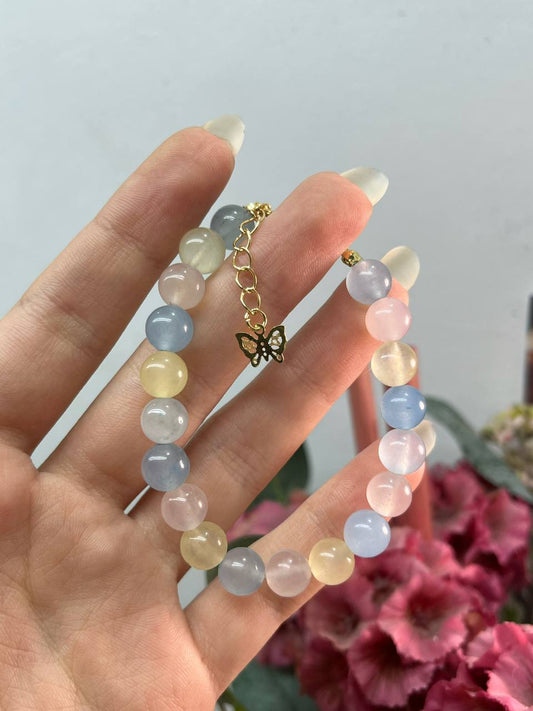 Morganite Crystal Beaded Bracelet