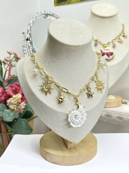 Solar Tide Shell Charm Necklace