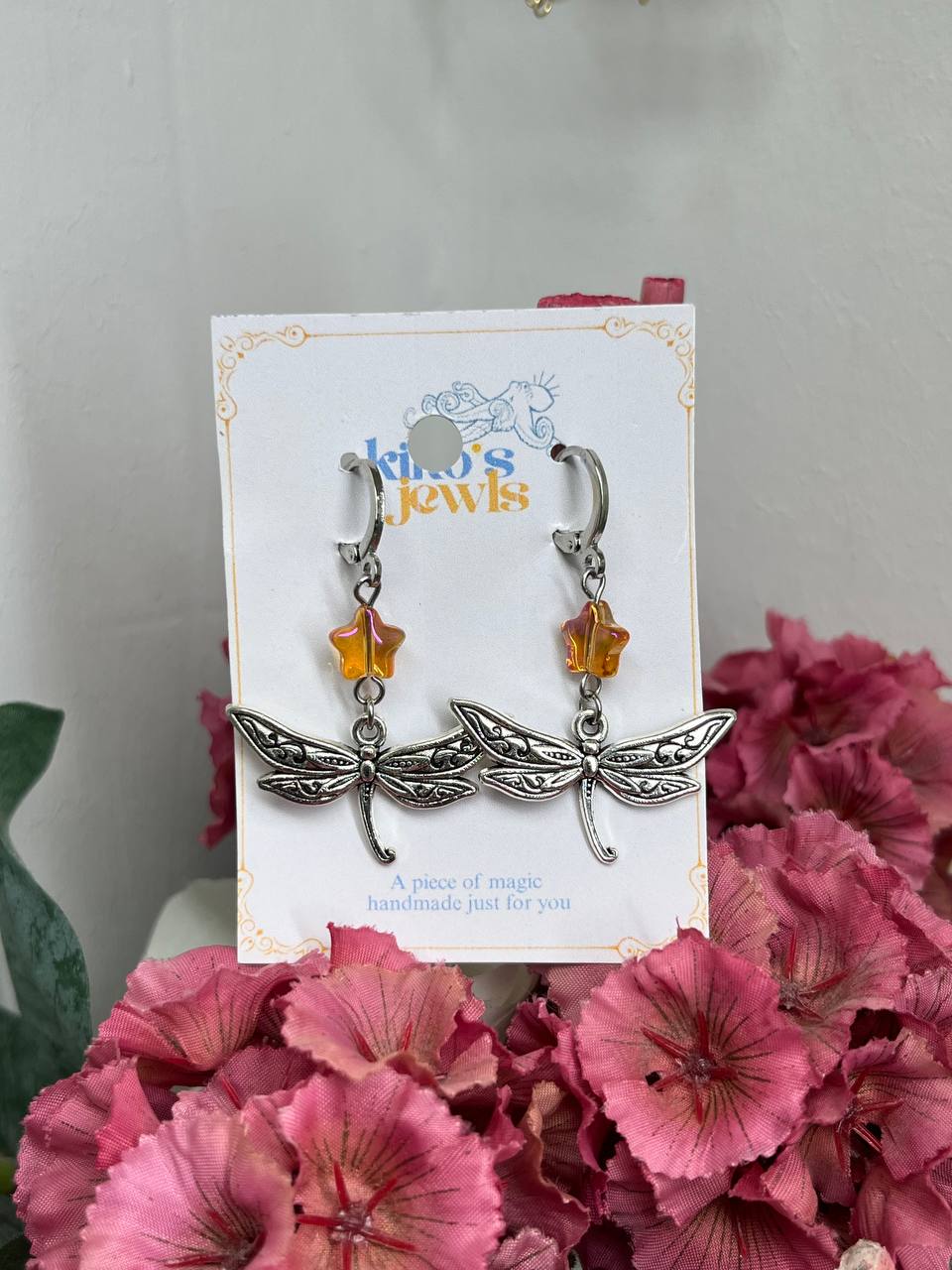 Whimsical Dragonfly Star Drop Earrings